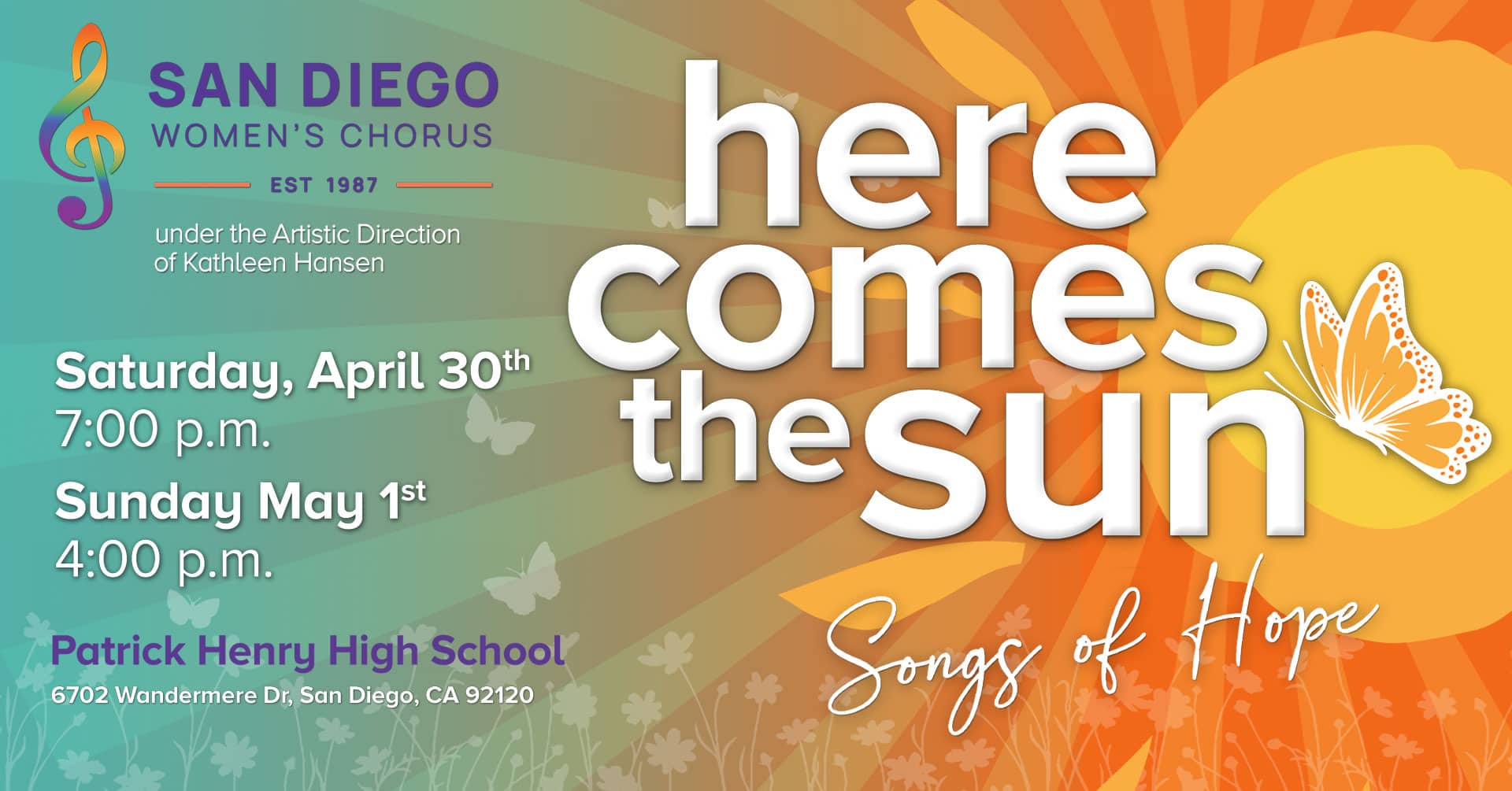 here comes the sun - songs of hope event banner